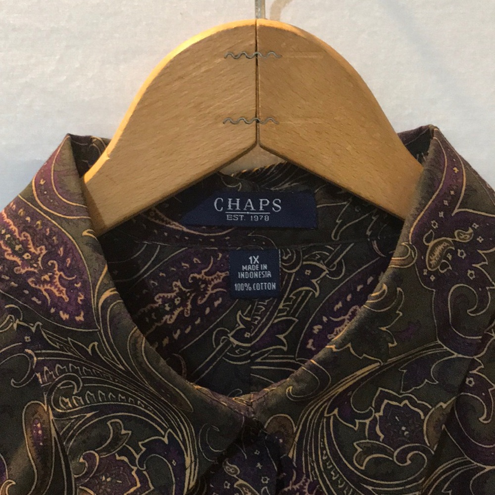 Chaps 1X 100% cotton paisley button down